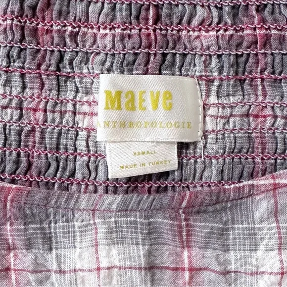 Anthropologie Maeve Flutter Sleeve Plaid Mini Dress Size XS - Picture 3 of 10